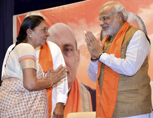 Gujarat CM Anandiben with PM Narendra Modi-fnbworld