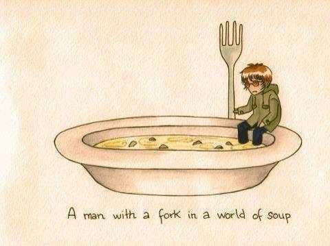 Man with fork-fnbword