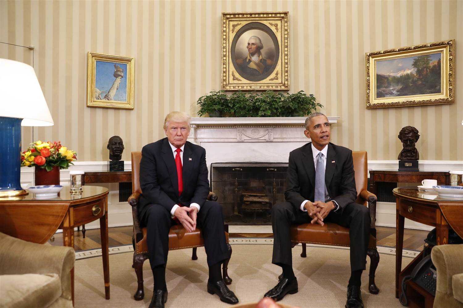 Donald Trump in White House with outgoing President Obama-fnbworld